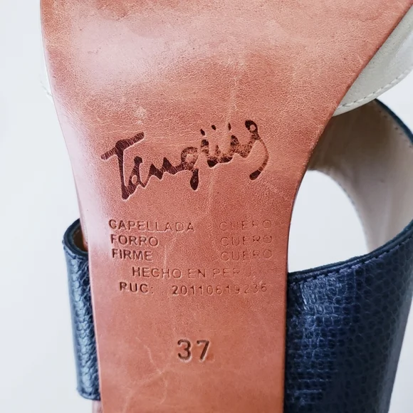 Vintage Tanguiis Leather Colorblock Heeled Sandals - Picture 11 of 14